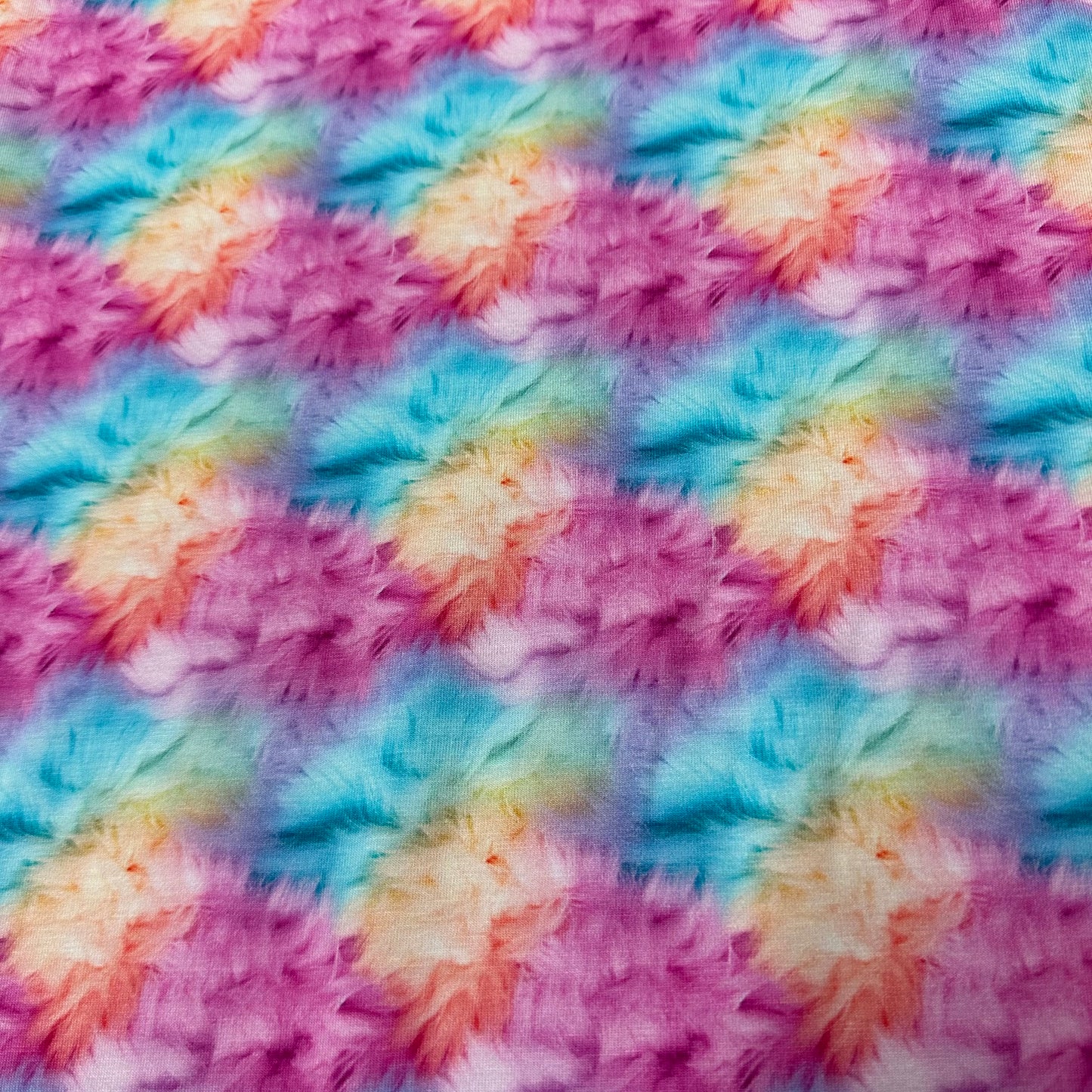 Pastel Rainbow Fur on Bamboo/Spandex Jersey Fabric