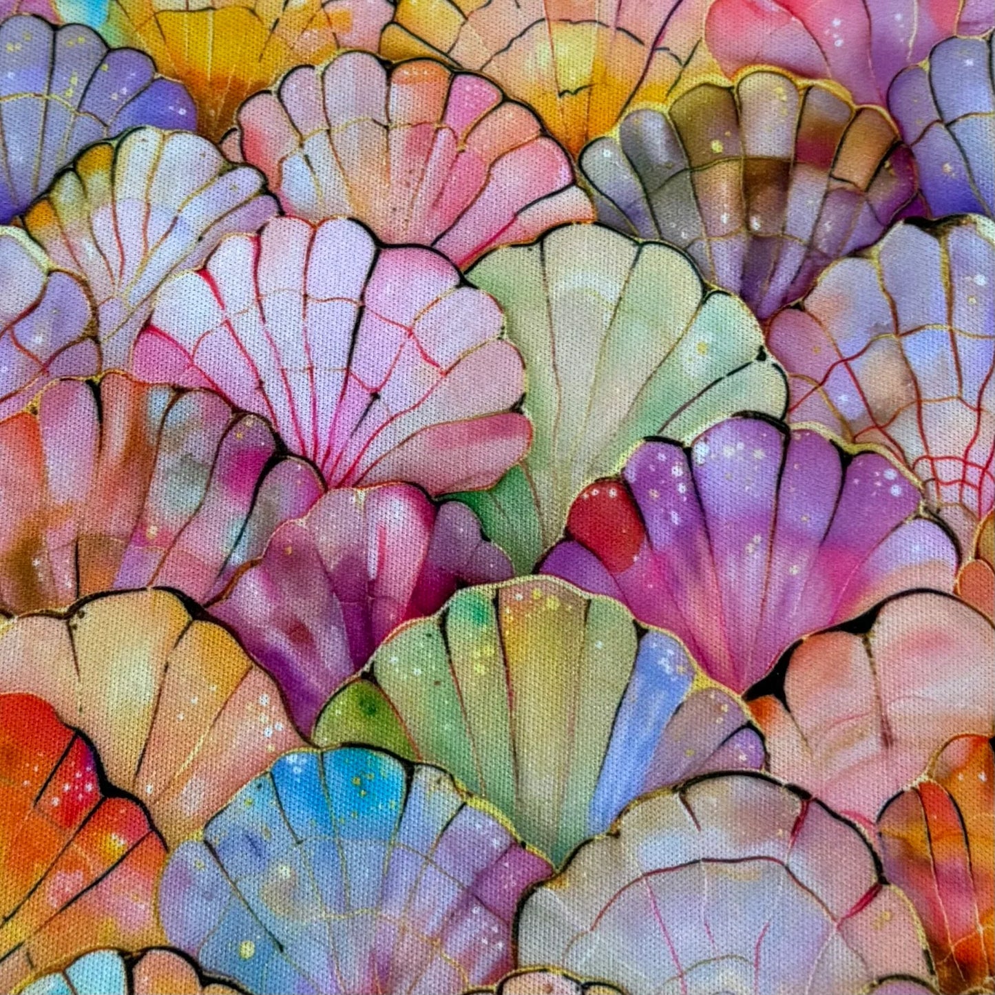 Iridescent Seashells on 1 mil PUL Fabric - Made in the USA