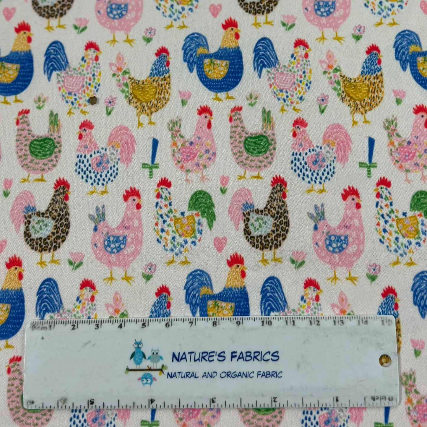 Rainbow Chickens 1 mil PUL Fabric - Made in the USA