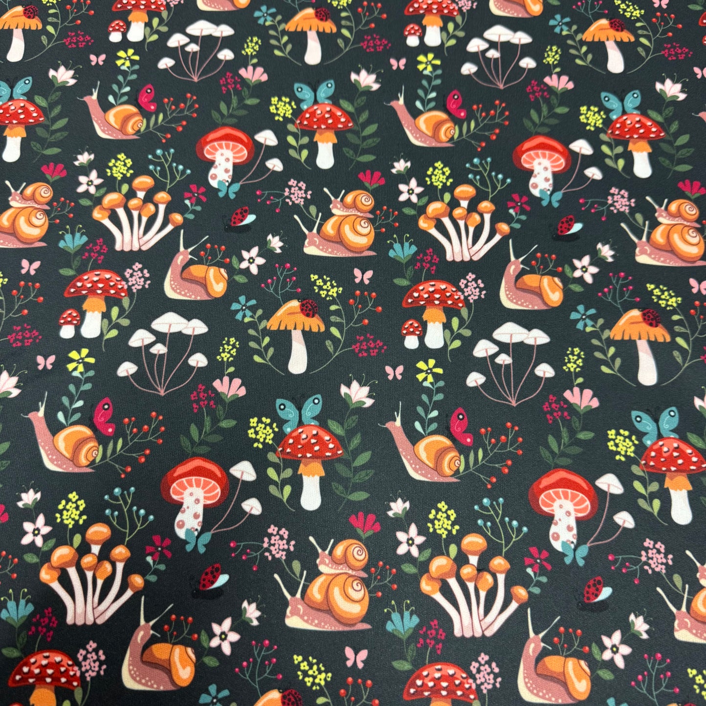 Snails and Mushrooms 1 mil PUL Fabric - Made in the USA