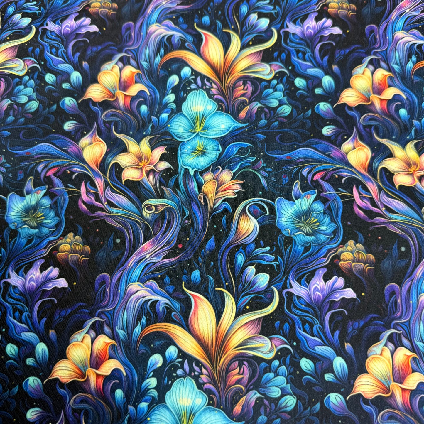 Vivid Floral Bioluminescence 1 mil PUL Fabric - Made in the USA