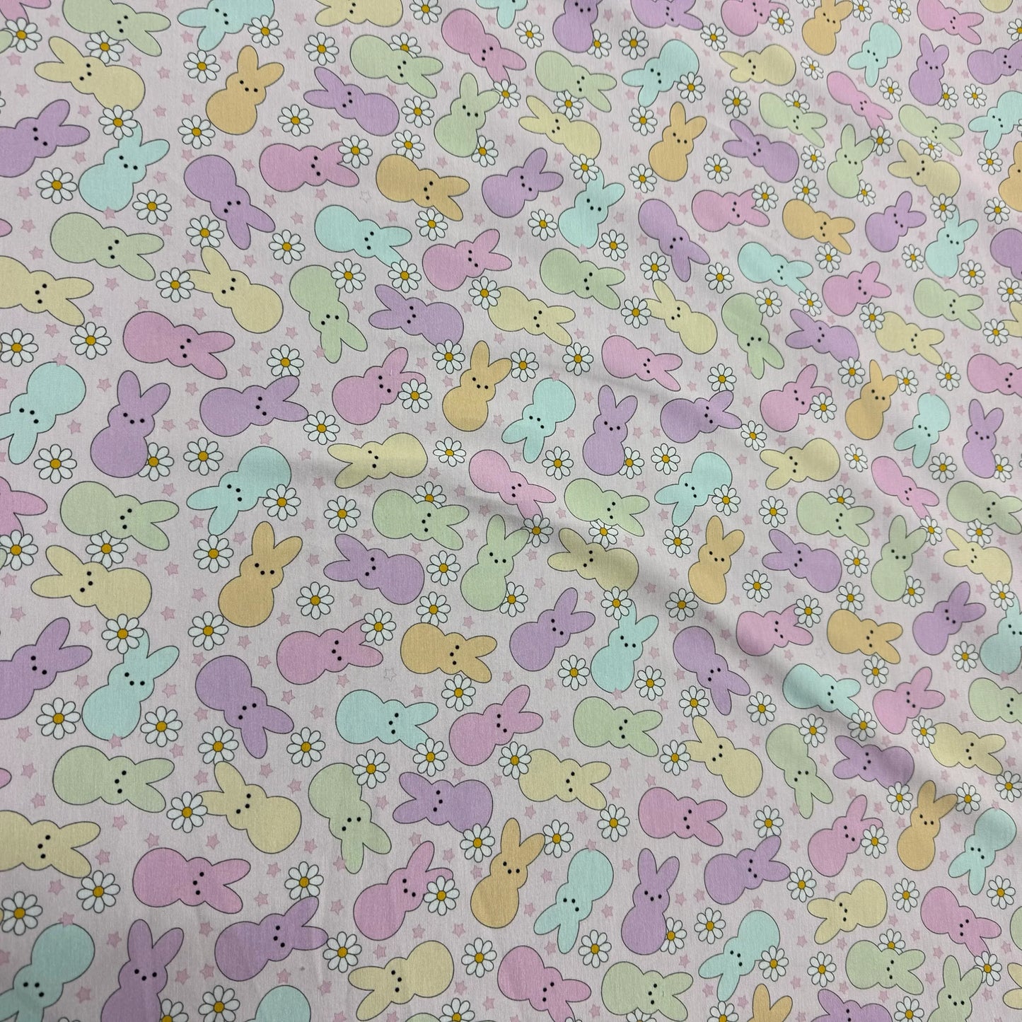 Easter Bunnies on Bamboo/Spandex Jersey Fabric