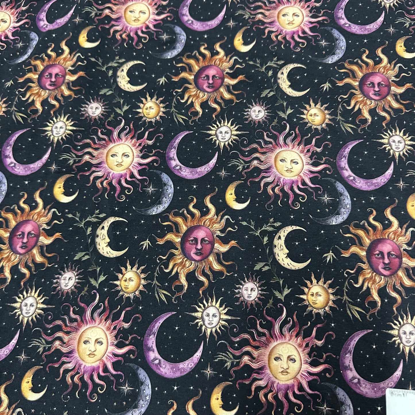 Vintage Celestial on Bamboo/Spandex Jersey Fabric