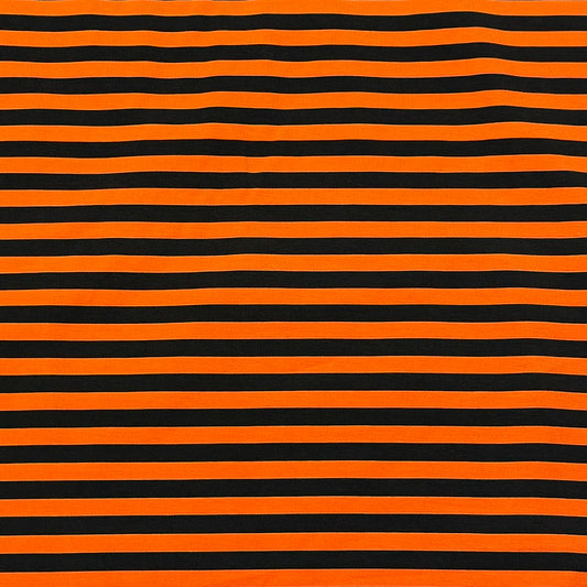 Black and Orange 1/4"  Stripes on Cotton/Spandex Jersey Fabric