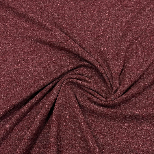 Heather Burgundy Merino Wool Silk Jersey Fabric