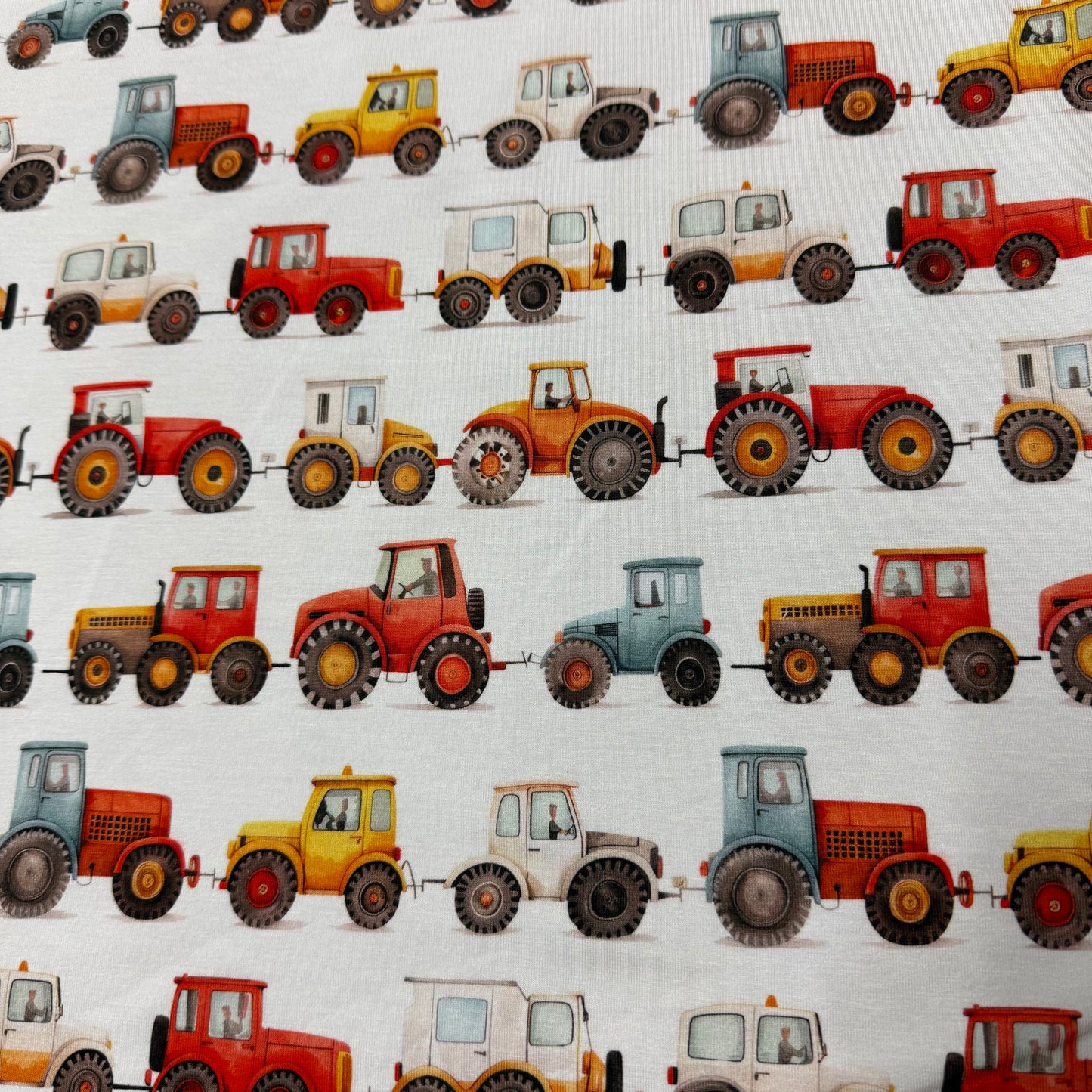 Tractor Show on Bamboo/Spandex Jersey Fabric