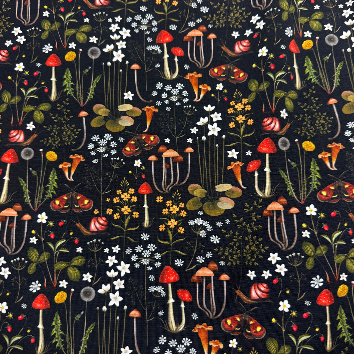Forest Florals on Organic Cotton/Spandex Jersey Fabric