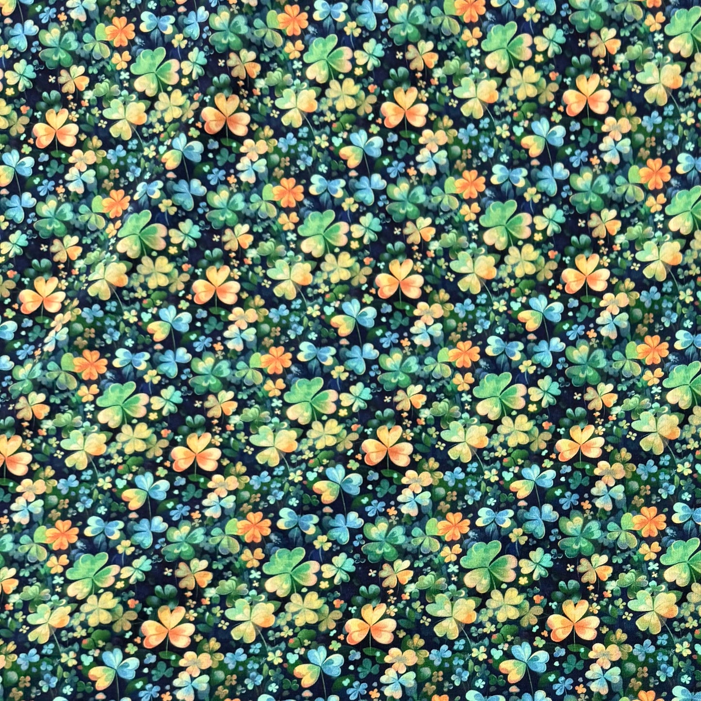 Multicolor Shamrocks on Bamboo/Spandex Jersey Fabric