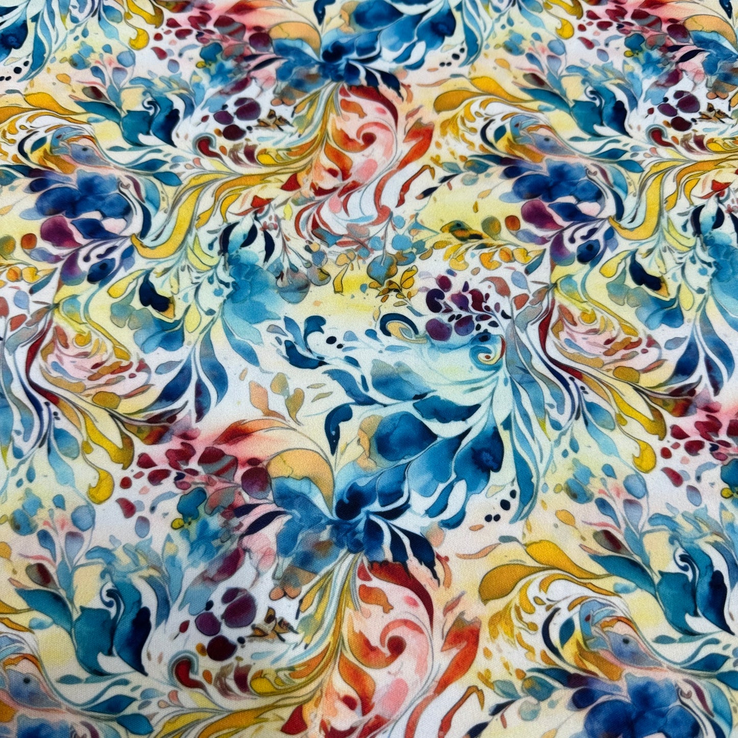Floral Swirl Art 1 mil PUL Fabric - Made in the USA