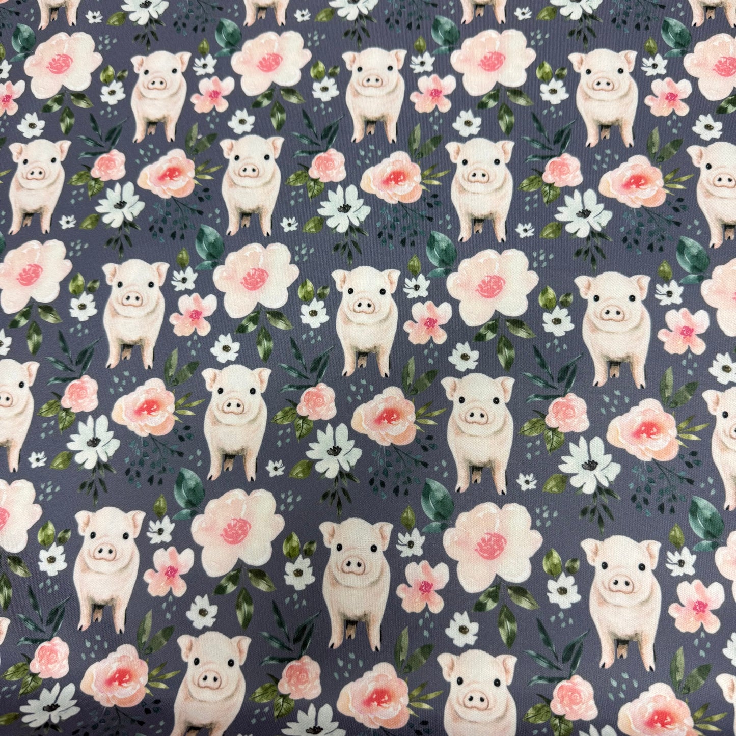 Pigs and Flowers on 1 mil PUL Fabric - Made in the USA