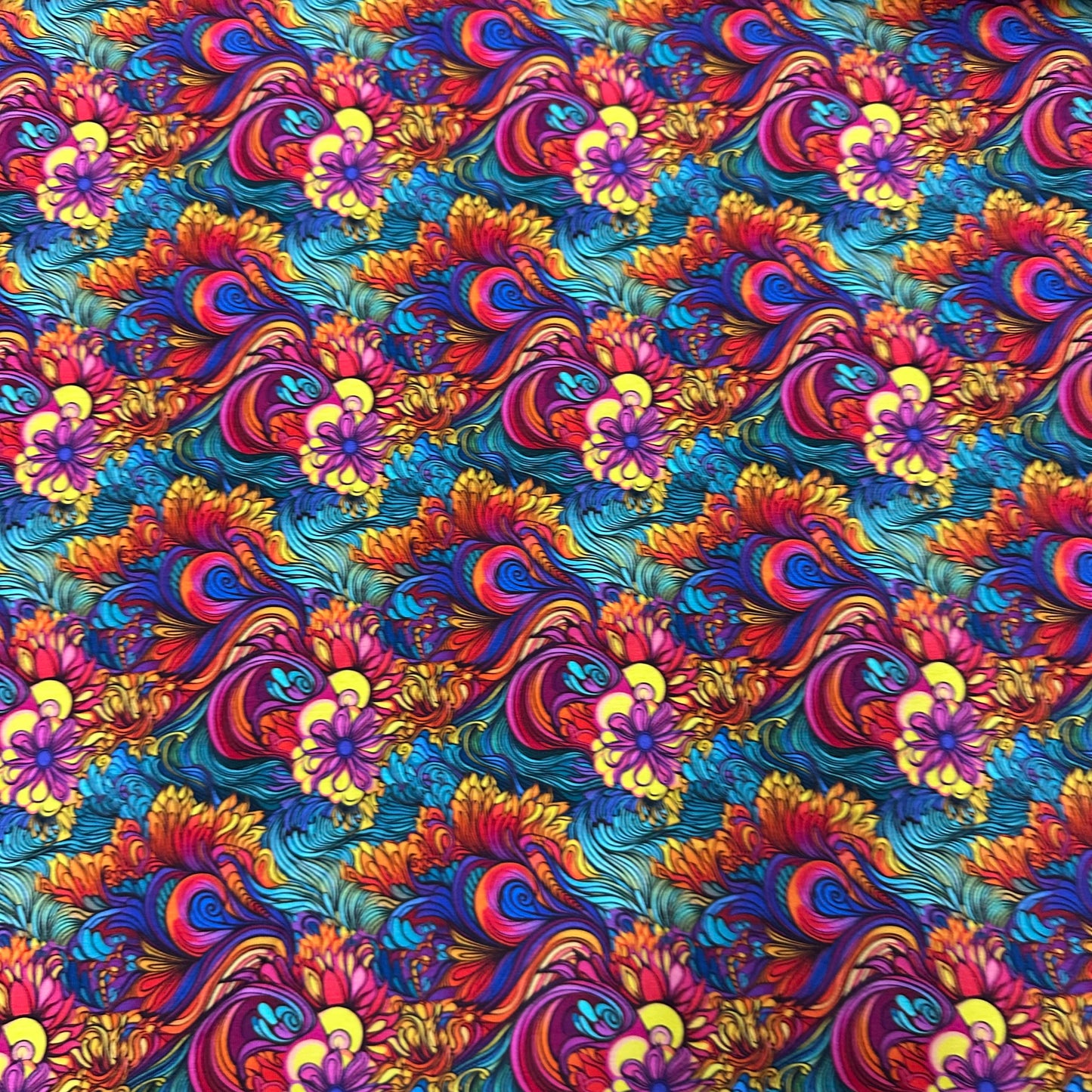 Hippie Swirls on Bamboo/Spandex Jersey Fabric