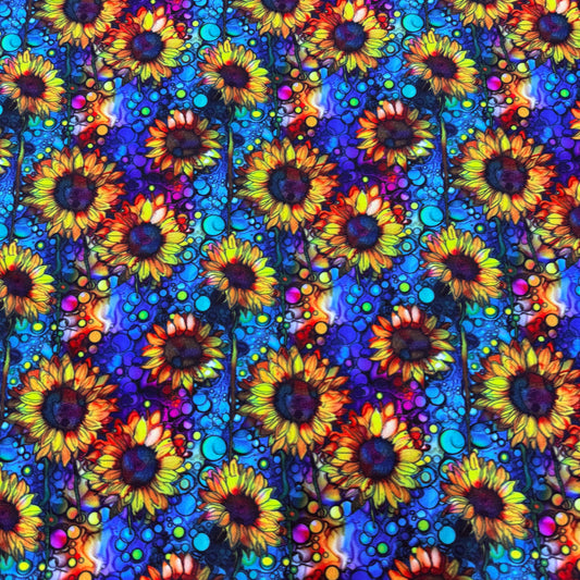 Sunflower Alcohol Ink on Canvas Fabric - Waterproof