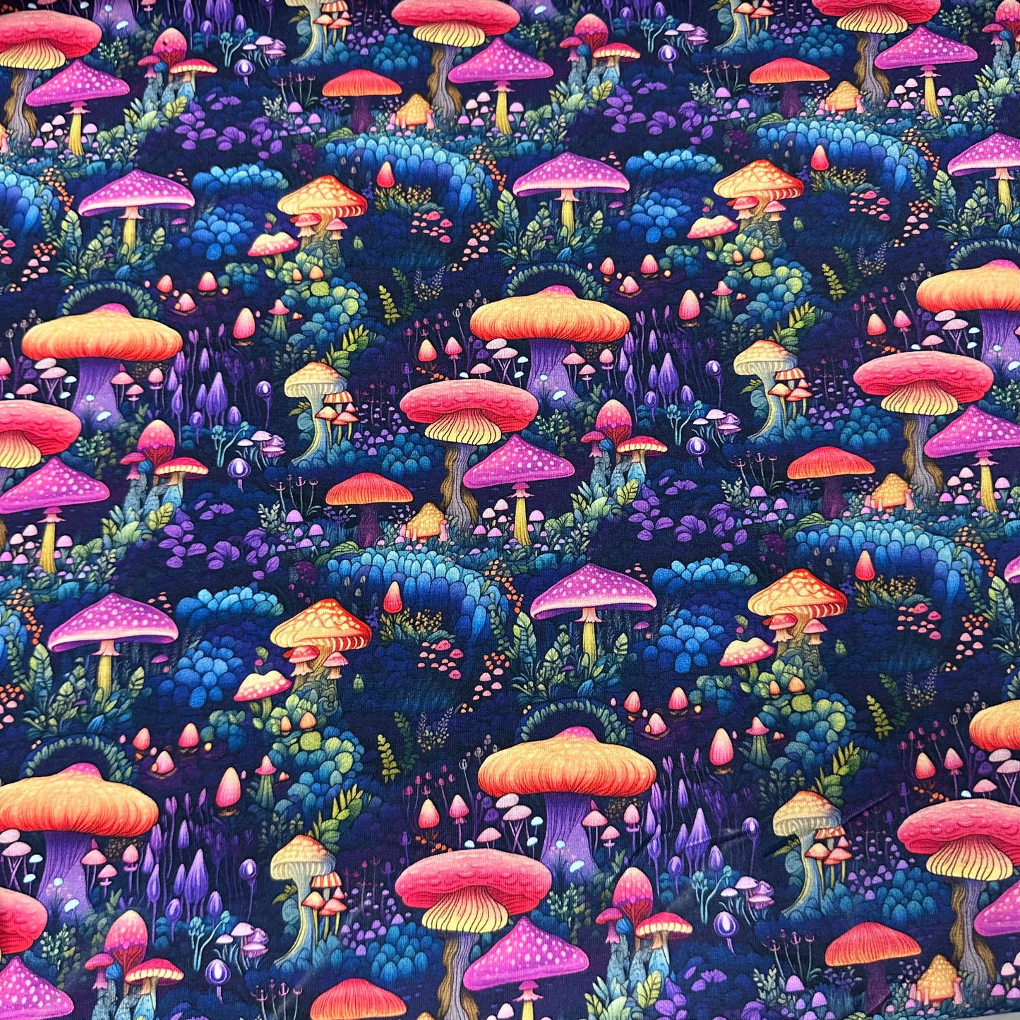 Marvelous Mushrooms on Bamboo/Spandex Jersey Fabric