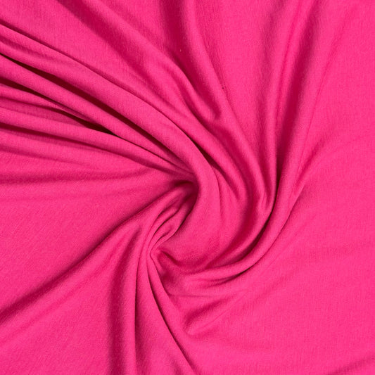 Hot Pink 100% Washable Merino Wool Interlock Fabric - Mulesing Free