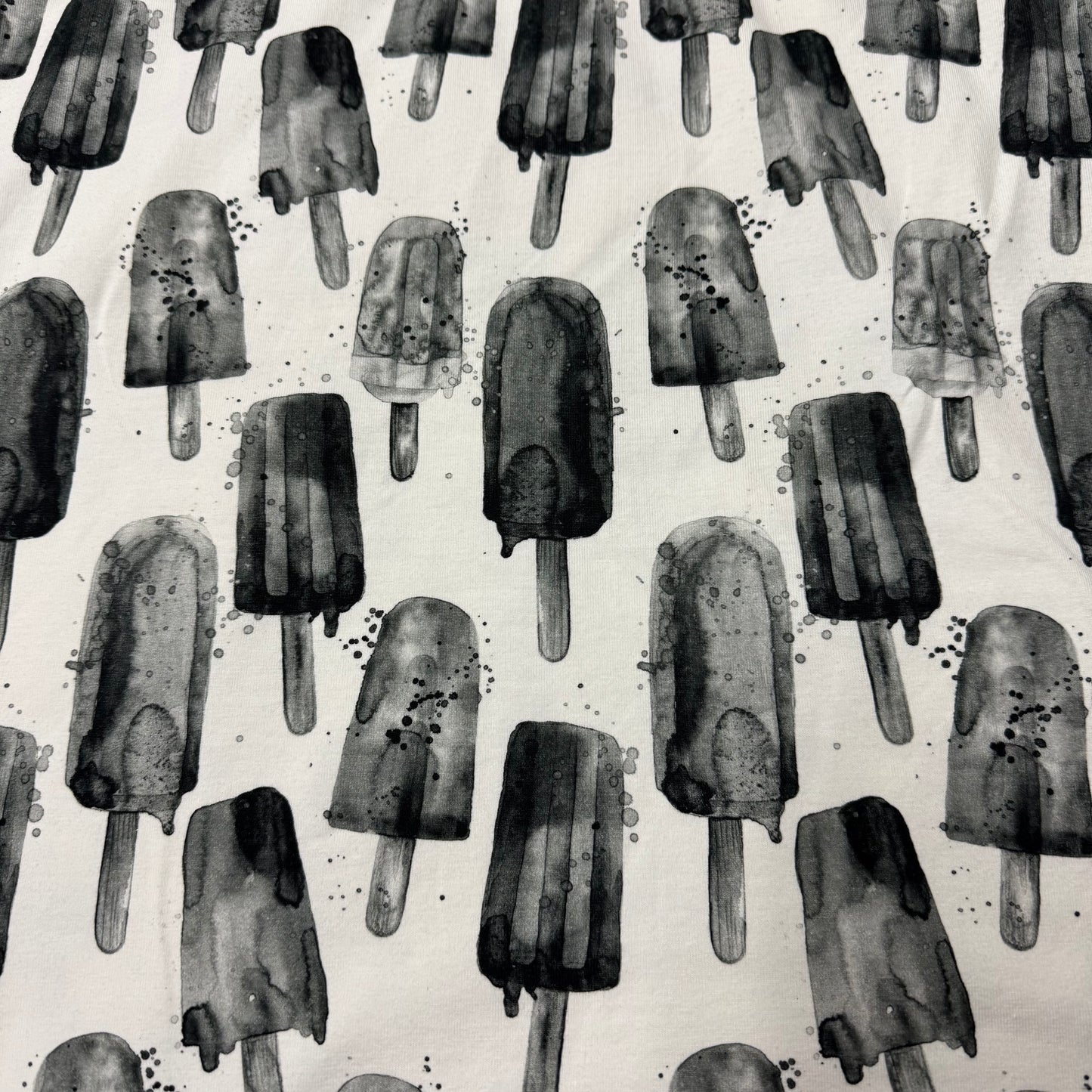 Black Watercolor Popsicles Organic Cotton/Spandex Jersey Fabric