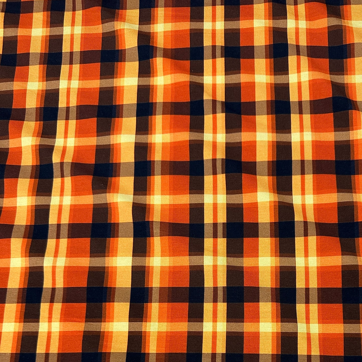 Orange Plaid on Bamboo/Spandex Jersey Fabric