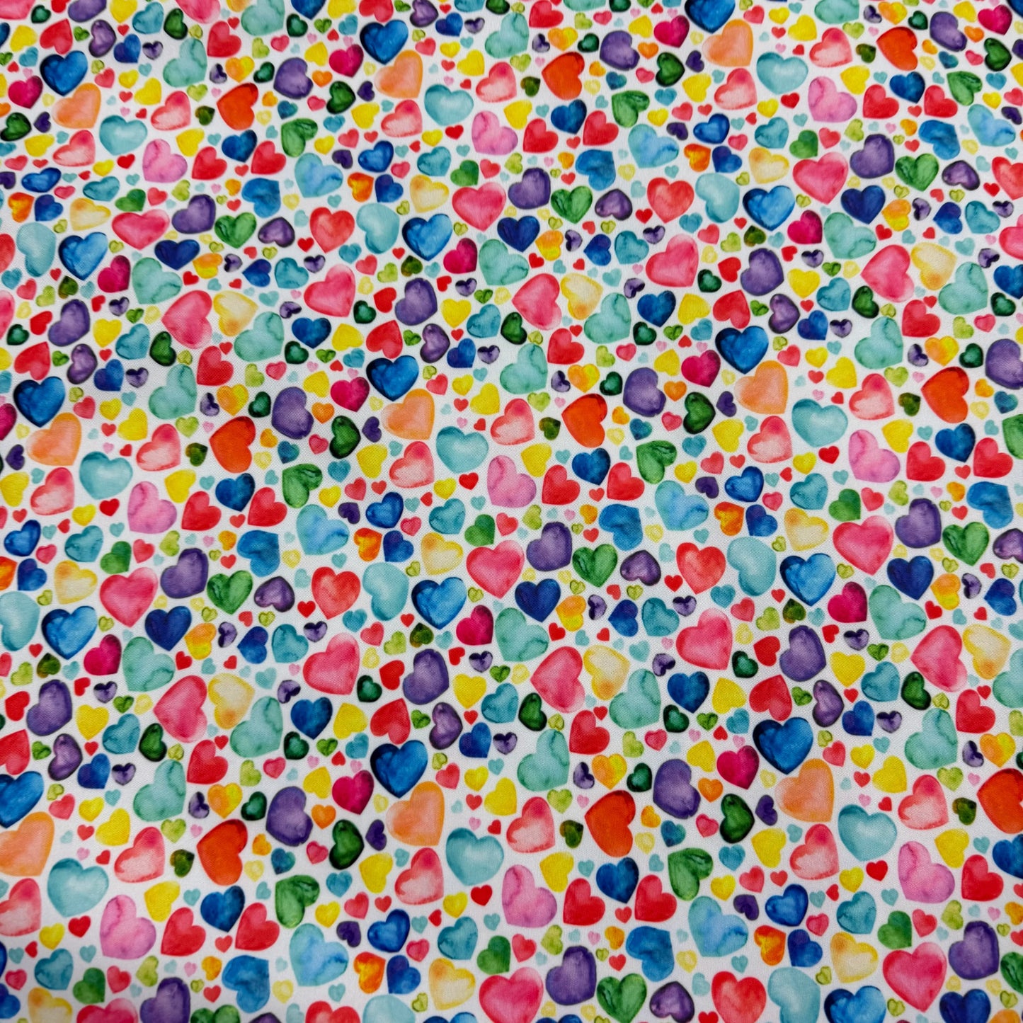 Rainbow Heart Toss 1 mil PUL Fabric - Made in the USA