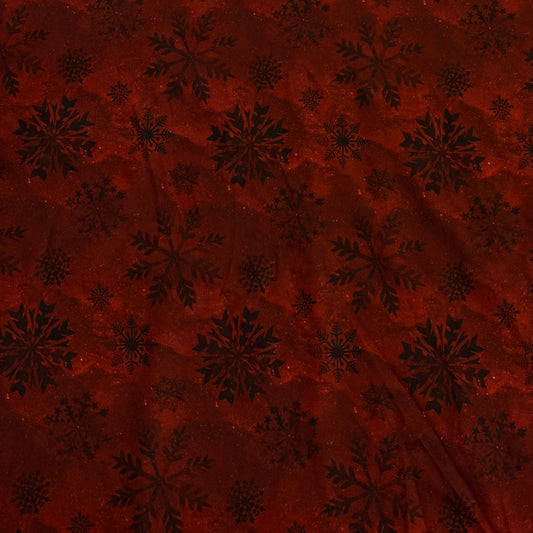 Dark Snowflakes on Red 1 mil PUL Fabric - Made in China- Seconds