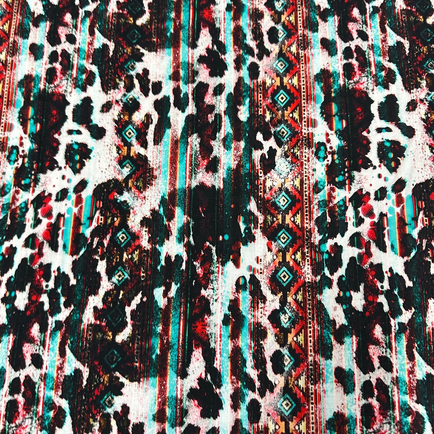 Cowhide Aztec on Bamboo/Spandex Jersey Fabric