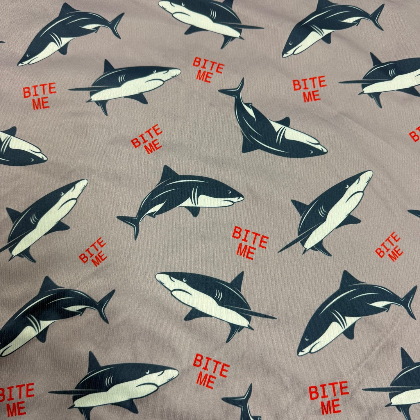Bite Me Sharks on 1 mil PUL Fabric - Made in China- Seconds