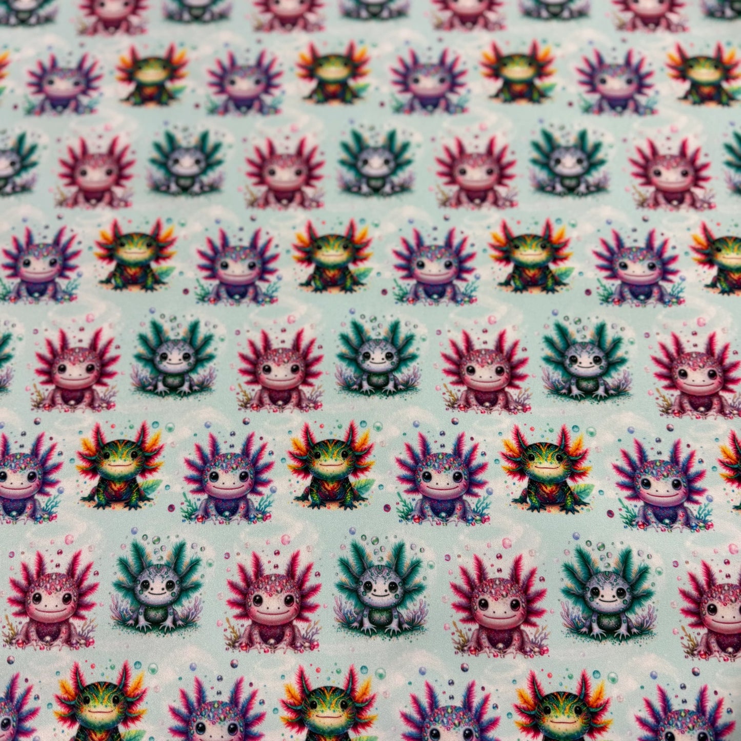 Rhinestone Axolotls 1 mil PUL Fabric - Made in the USA