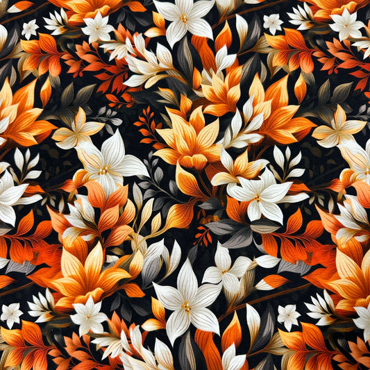 Autumn Floral on Bamboo/Spandex Jersey Fabric