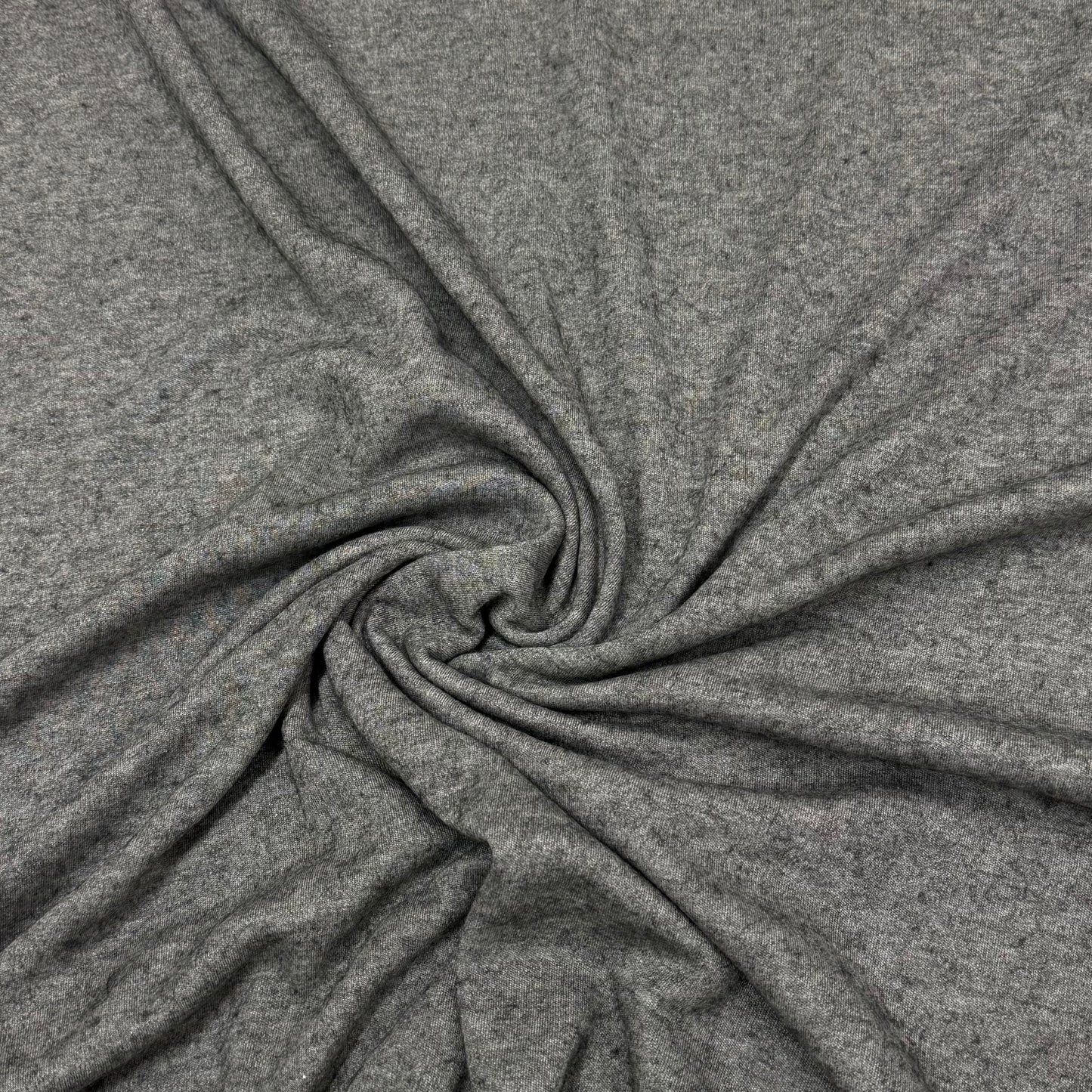 Gray Heather Merino Wool Blend Interlock Fabric