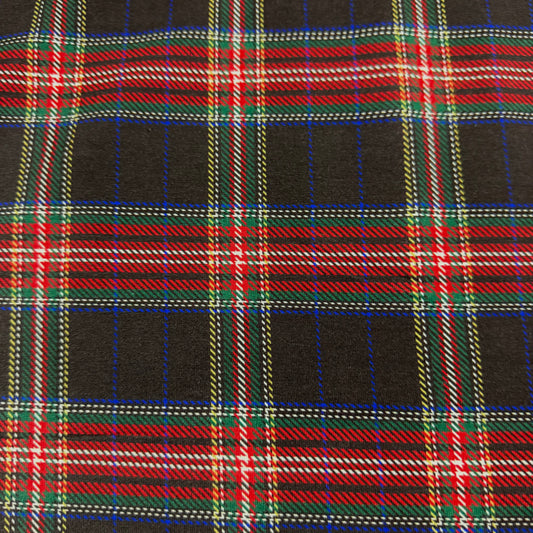 Black and Red Plaid on Bamboo/Spandex Jersey Fabric - 200GSM