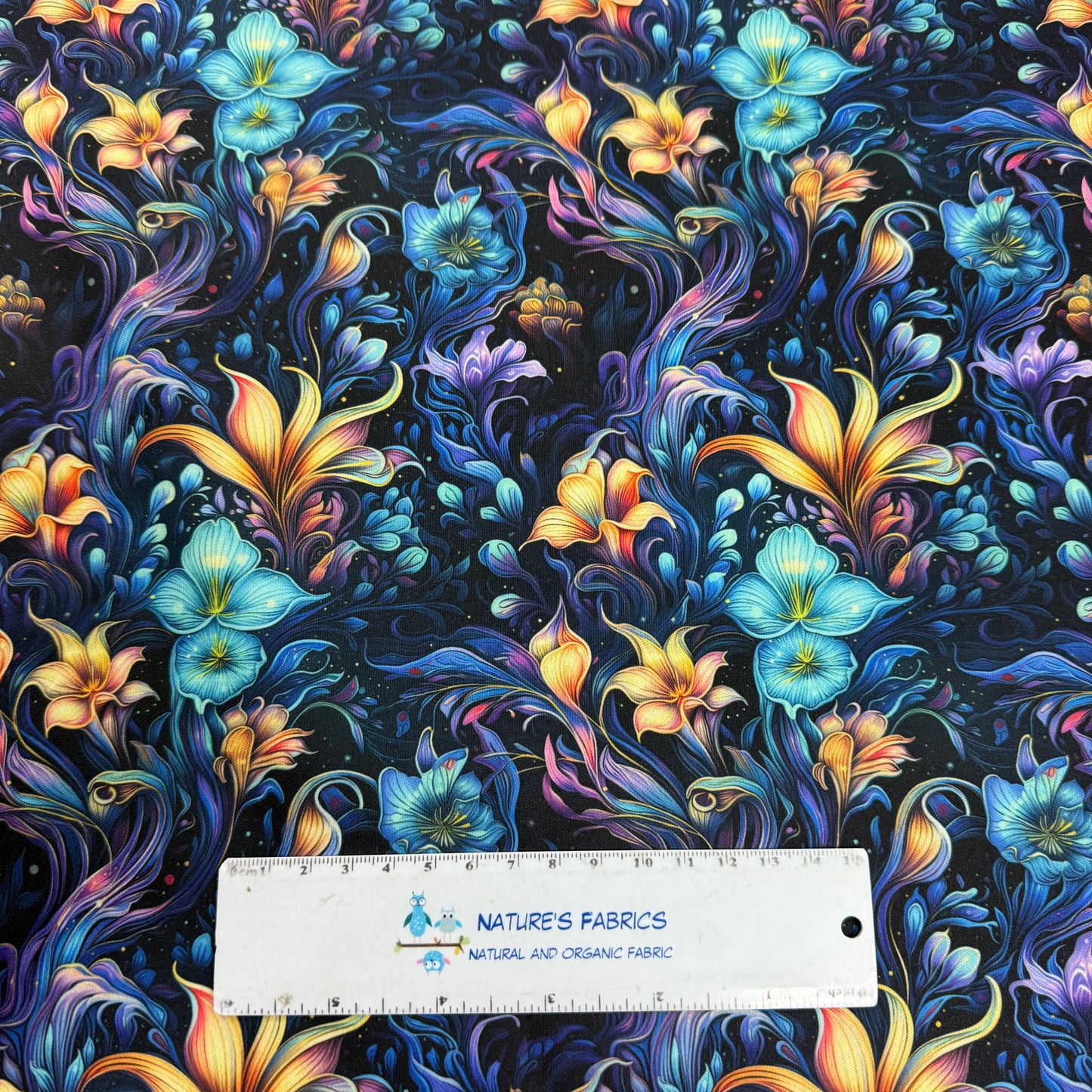 Vivid Floral Bioluminescence 1 mil PUL Fabric - Made in the USA