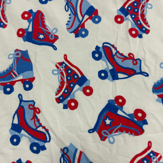 Red, White and Blue Roller Skates on Bamboo/Spandex Jersey Fabric - 200 GSM