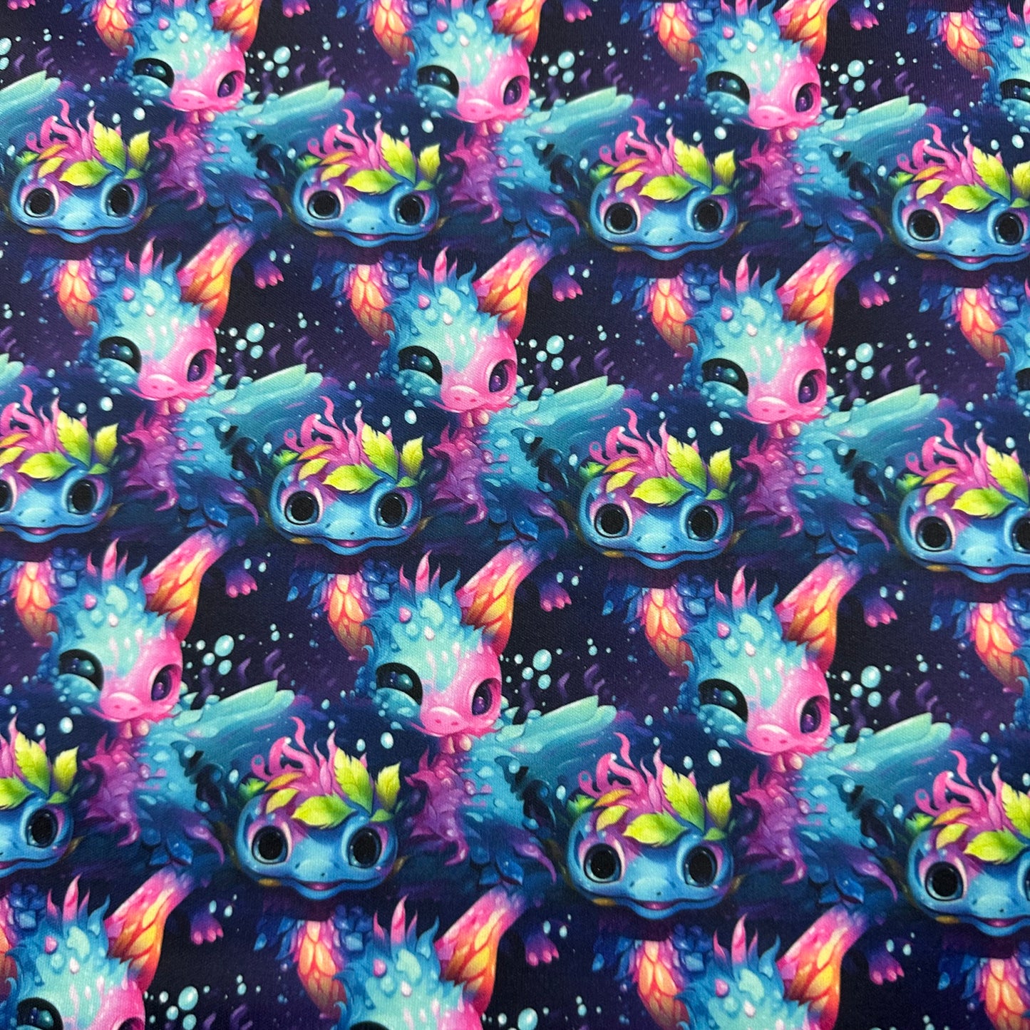 Rainbow Axolotls 1 mil PUL Fabric - Made in the USA