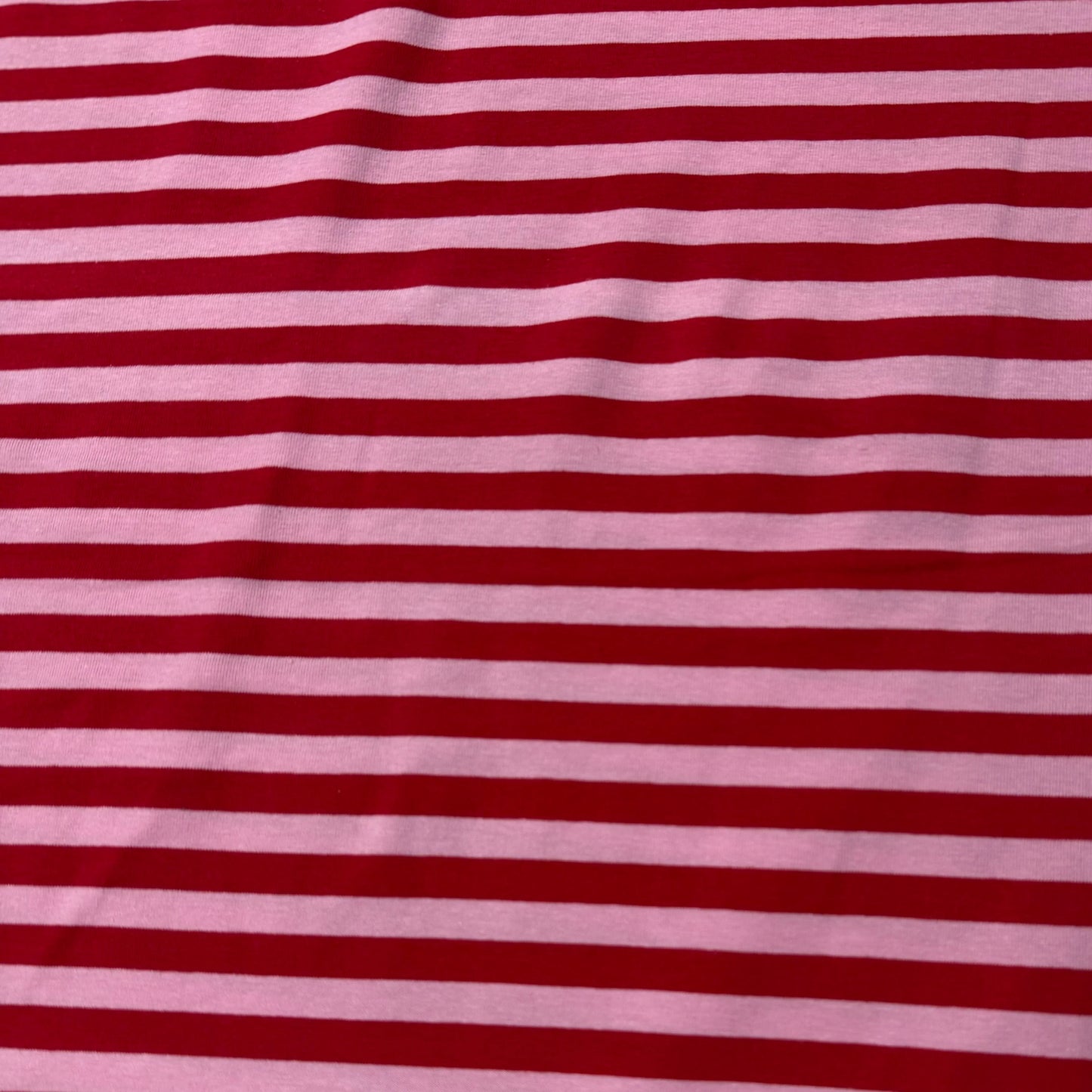 Red and Pink 3/8" Stripes on Cotton/Spandex Jersey Fabric