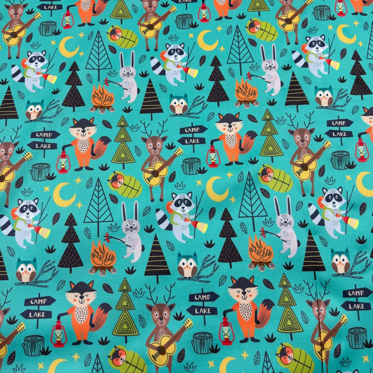 Campsite Animals on 1 mil PUL Fabric - Made in the USA