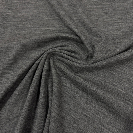 Charcoal Gray Heather Wool Blend Jersey