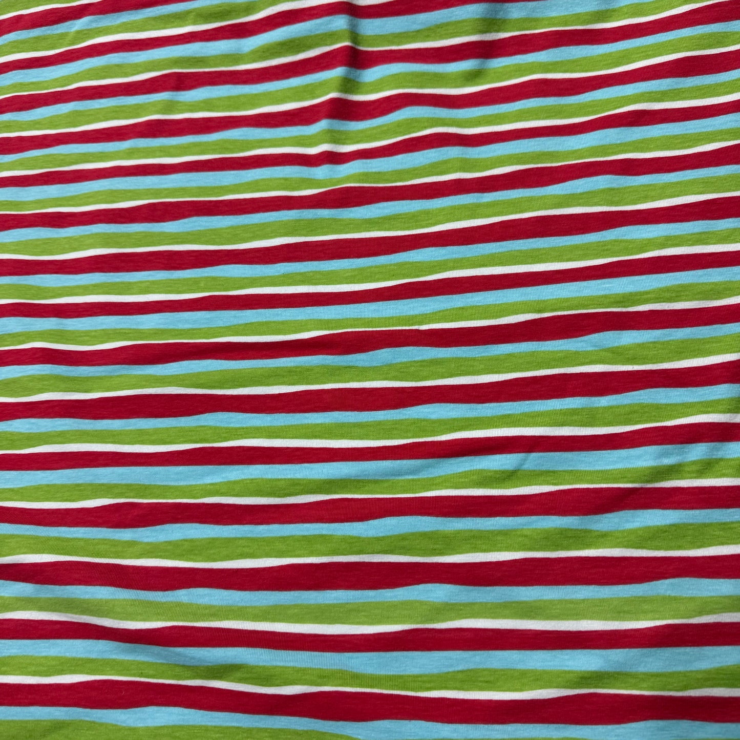 Wavy Holiday Stripes on Cotton/Spandex Jersey Fabric
