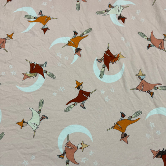 Flying Witches on Bamboo/Spandex Jersey Fabric - 200 GSM