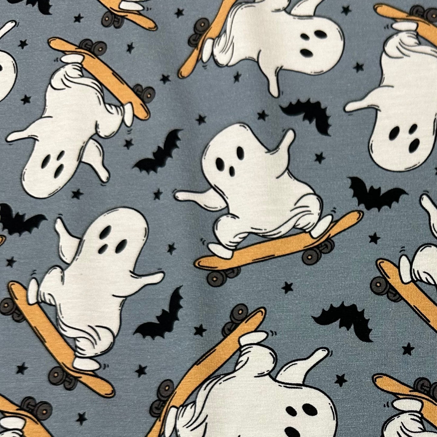 Skateboarding Ghosts on Bamboo/Spandex Jersey Fabric