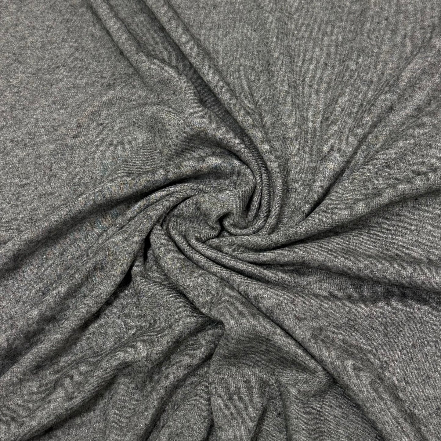 Gray Heather Merino Wool Blend Interlock Fabric