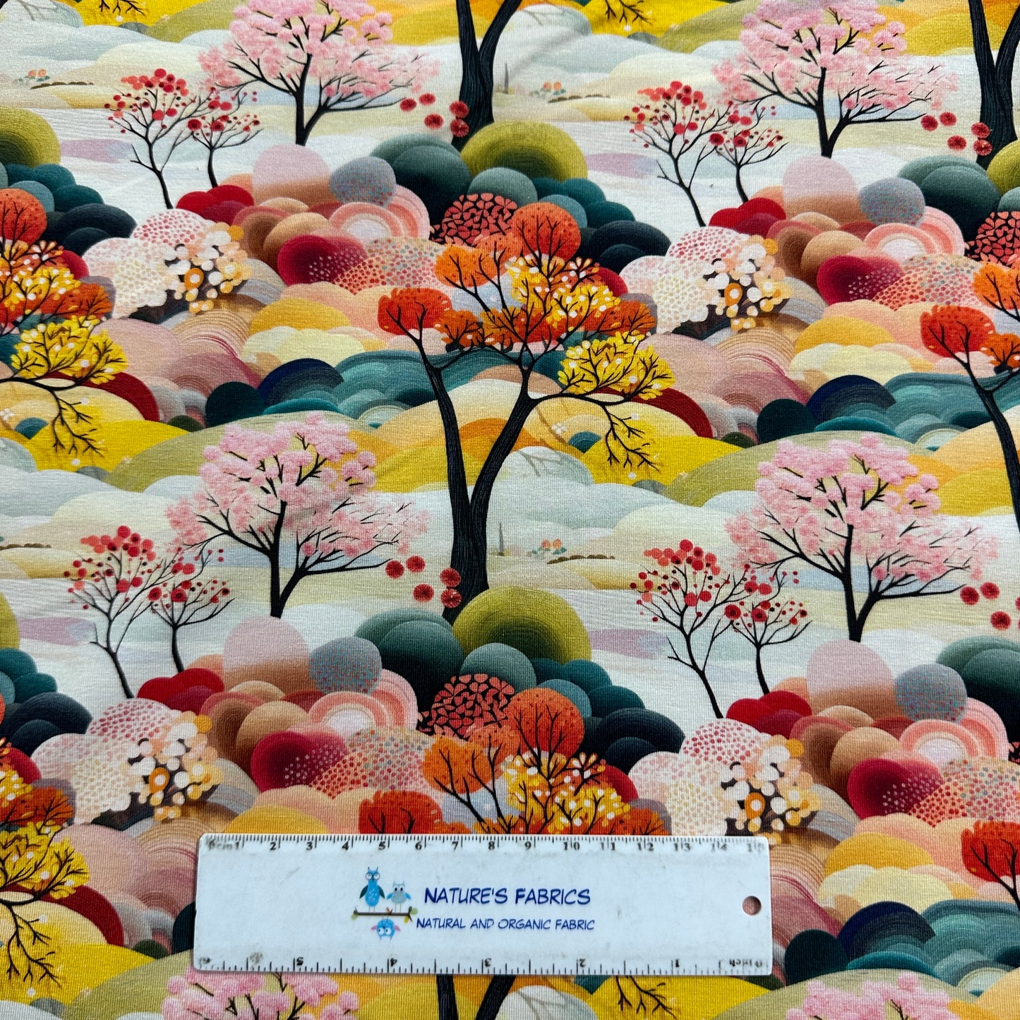 Colorful Natural Murals on Bamboo/Spandex Jersey Fabric