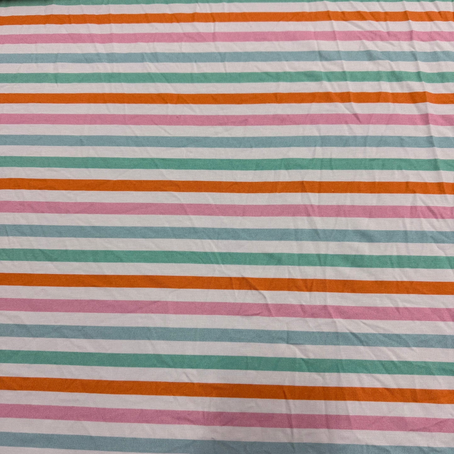 Orange and Mint 3/8" Stripes on Bamboo/Spandex Jersey Fabric - 200 GSM