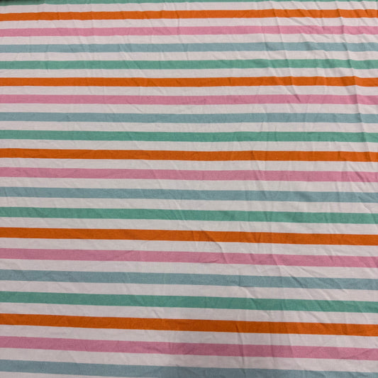 Orange and Mint 3/8" Stripes on Bamboo/Spandex Jersey Fabric - 200 GSM