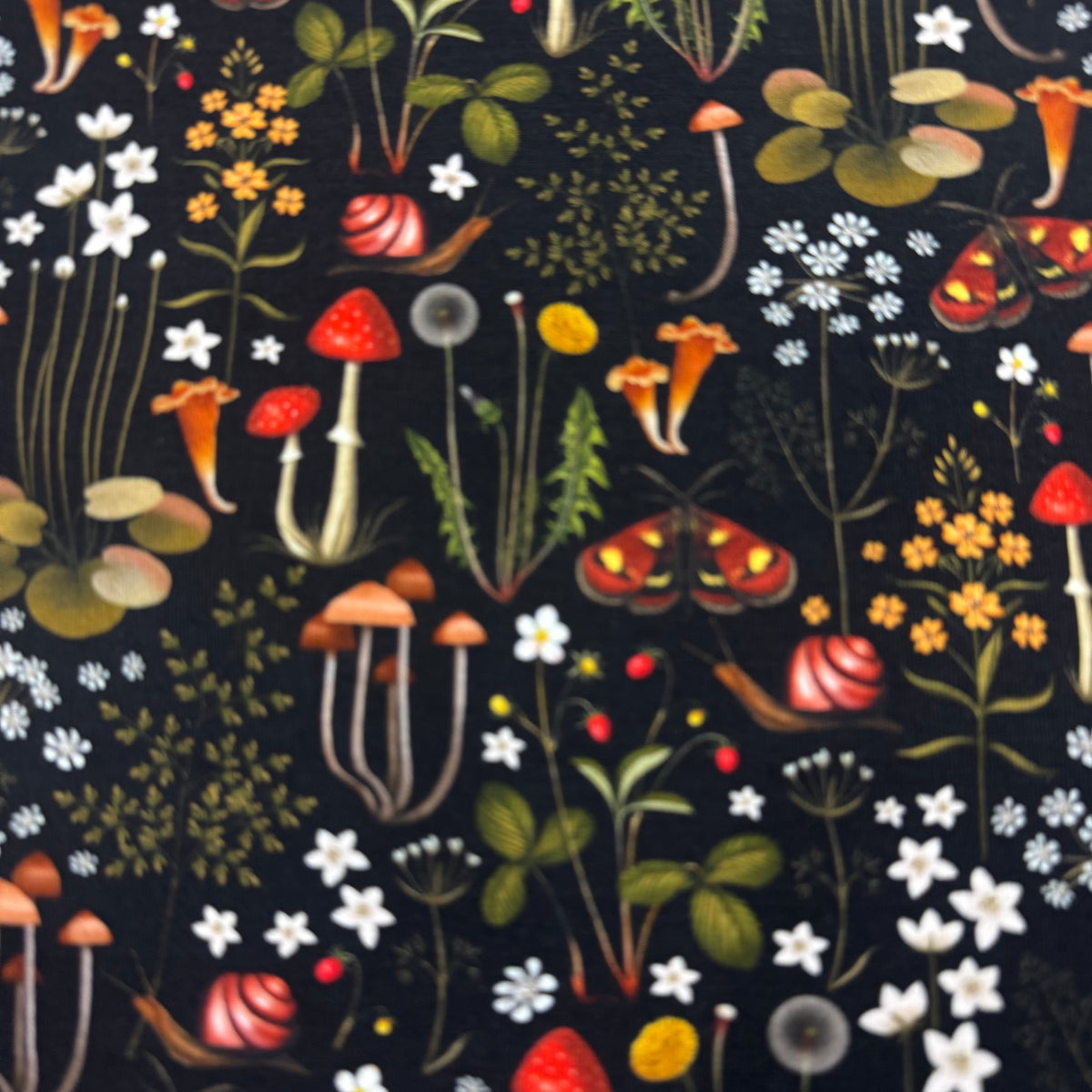 Forest Florals on Organic Cotton/Spandex Jersey Fabric