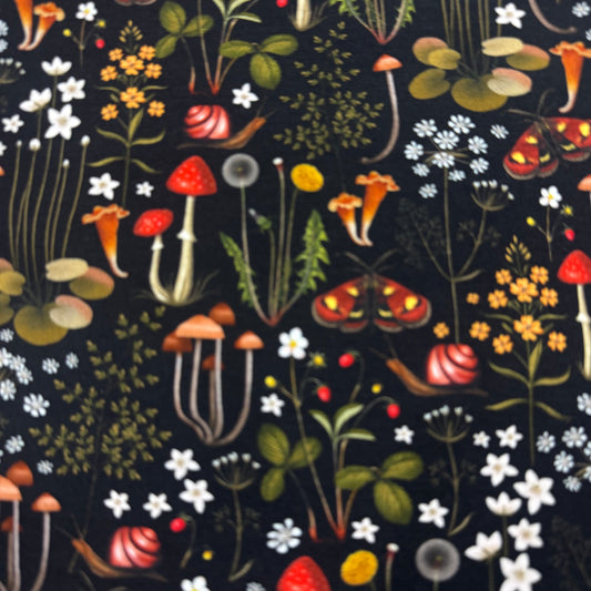 Forest Florals on Organic Cotton/Spandex Jersey Fabric