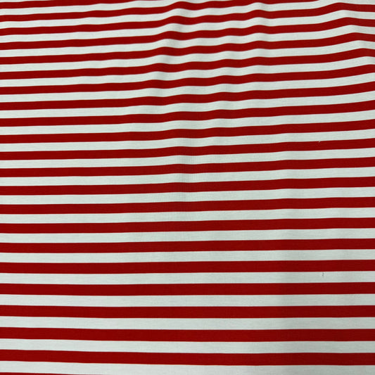 Red and White 3/8" Stripes on Bamboo/Spandex Jersey Fabric