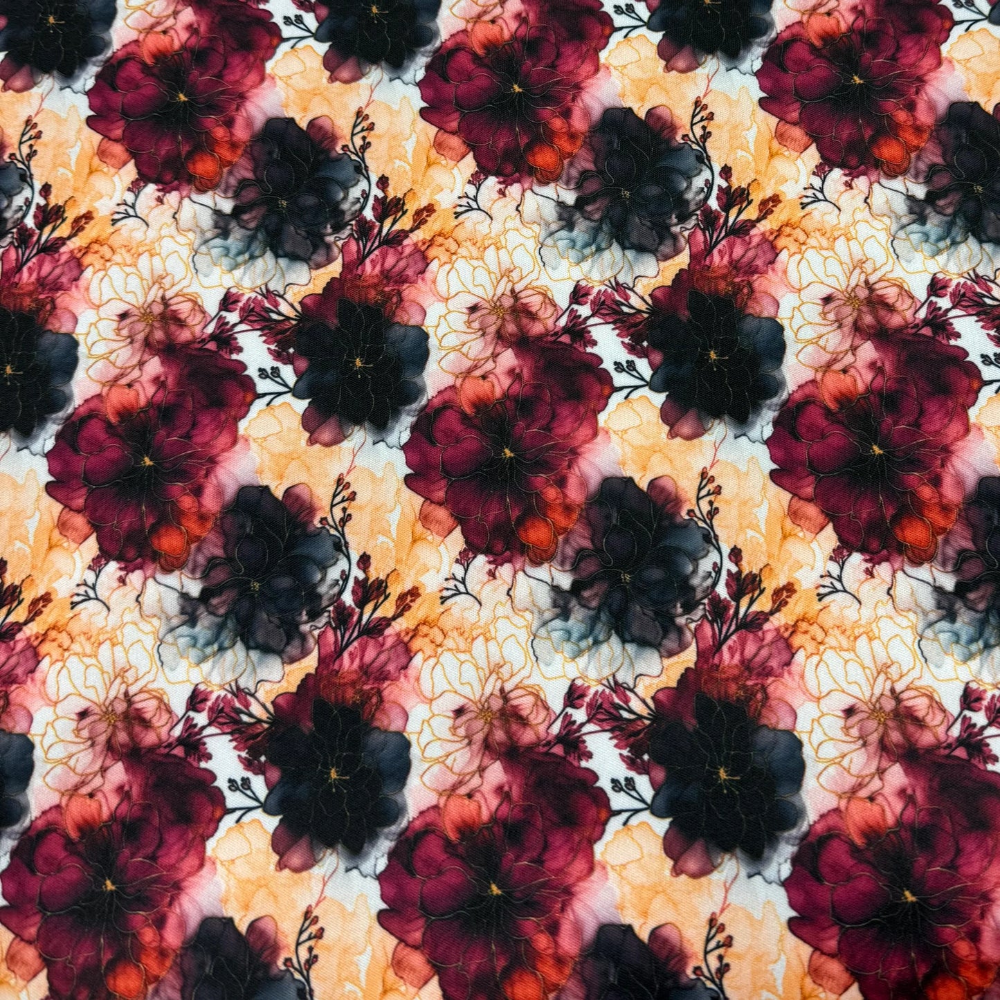 Autumn Watercolor Flowers 1 mil PUL Fabric - Made in the USA