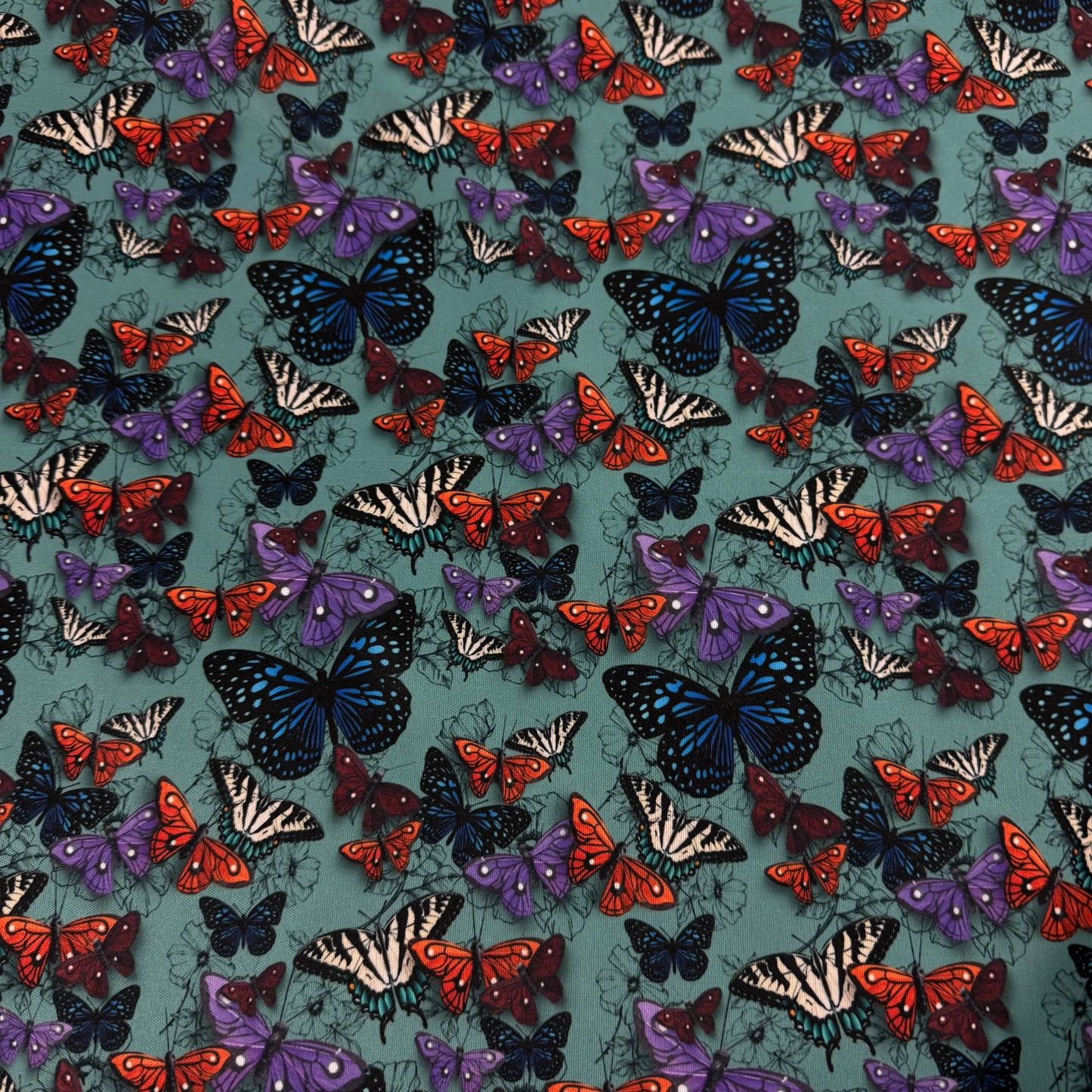 Butterflies and Flower Sketches 1 mil PUL Fabric - Made in the USA
