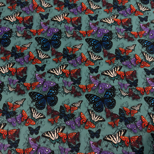 Butterflies and Flower Sketches 1 mil PUL Fabric - Made in the USA