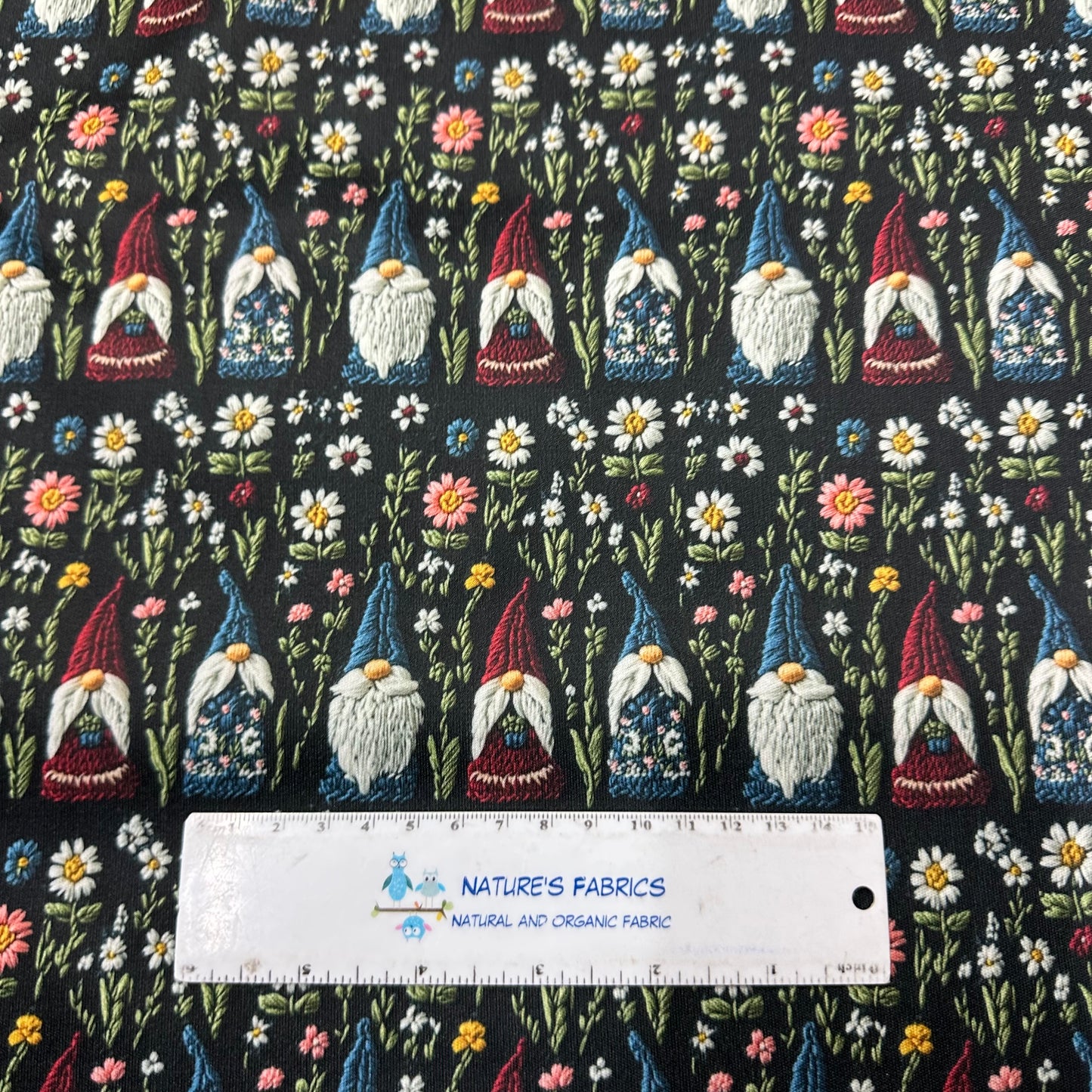 Embroidered Gnomes 1 mil PUL Fabric - Made in the USA