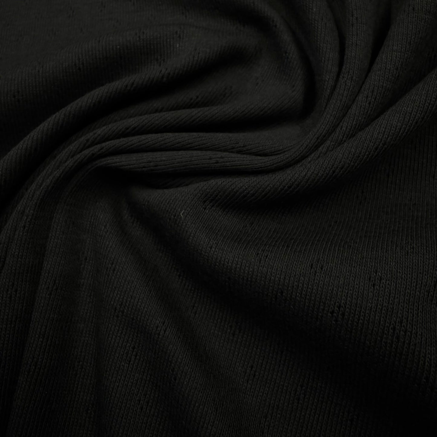 Black Cotton/Merino Wool Jersey Fabric