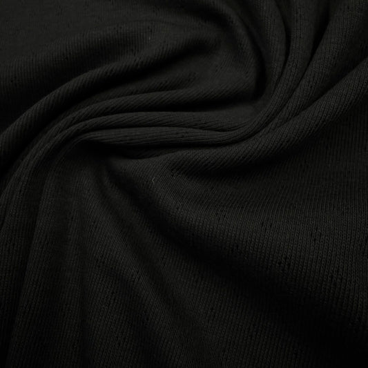Black Cotton/Merino Wool Jersey Fabric